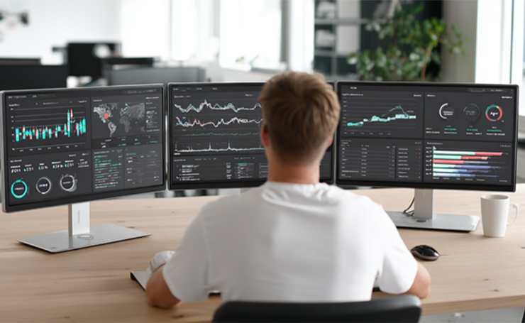 Man working on Saas system